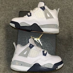 Jordan Retro 4 (size 7 Toddler) White/Midnight Navy